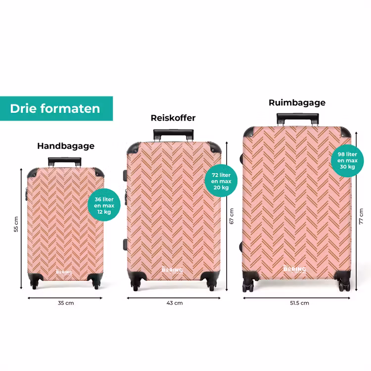 Koffer - Visgraatmotief met roze en bruintinten — 3