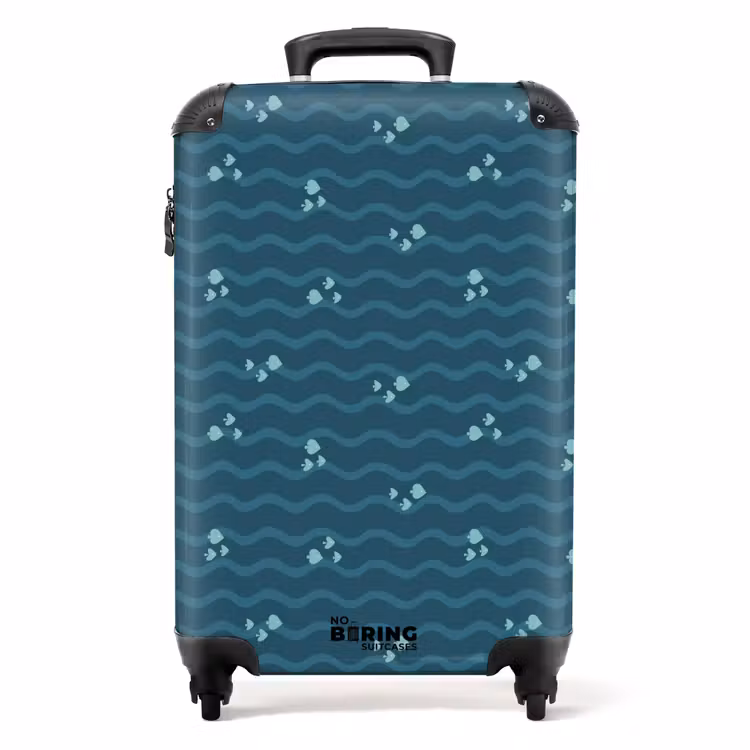Koffer - Zee met vissen patroon groen blauw — 1