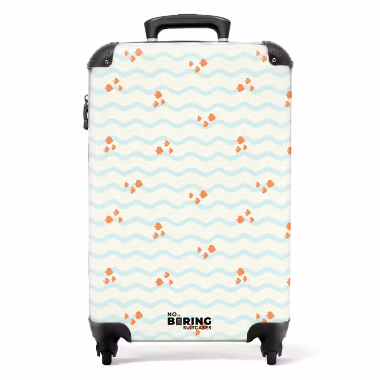 Koffer - Zee met vissen patroon oranje blauw — 1