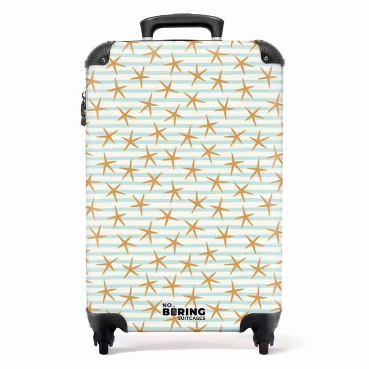 Koffer - Zeesterren met streep patroon blauw — 1