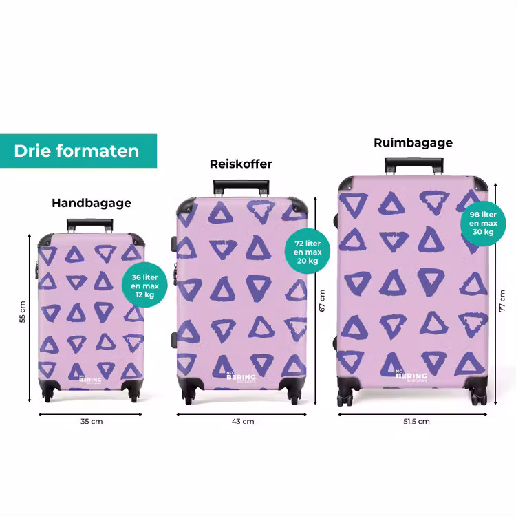 Koffer - Blauwe, driehoekige contouren op lavendelroze achtergrond — 3