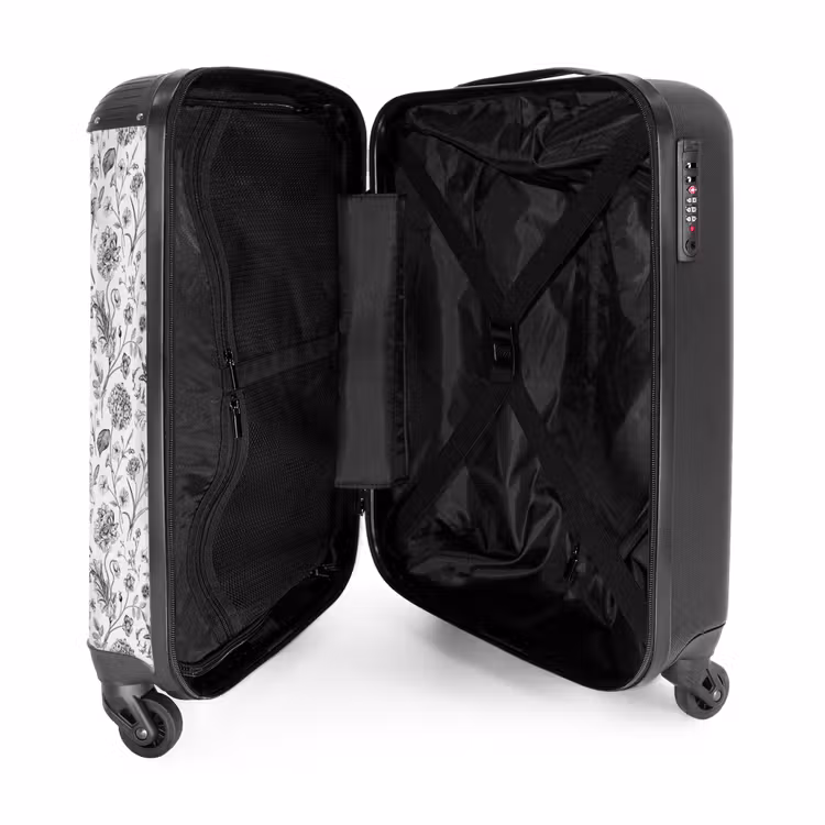 Koffer - Klassiek bloemen patroon zwart en wit — 5