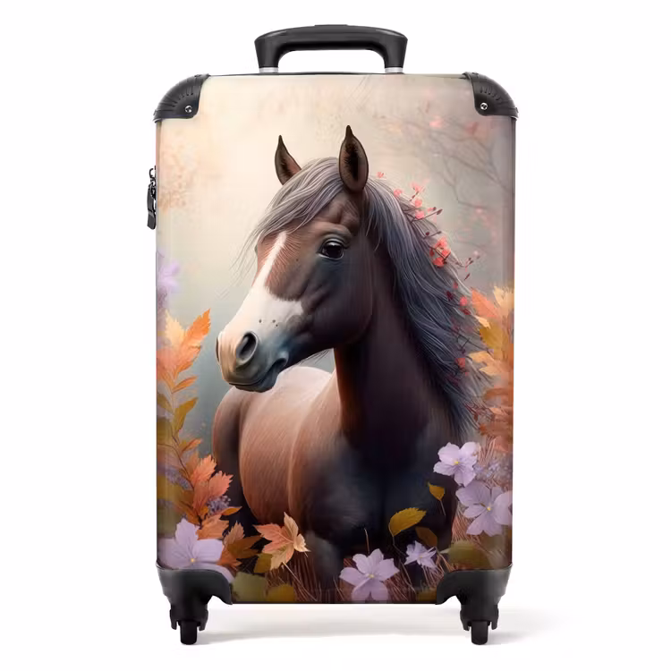 Koffer - Koffer - Paard - Bloemen - Natuur - Paars - Dieren — 1