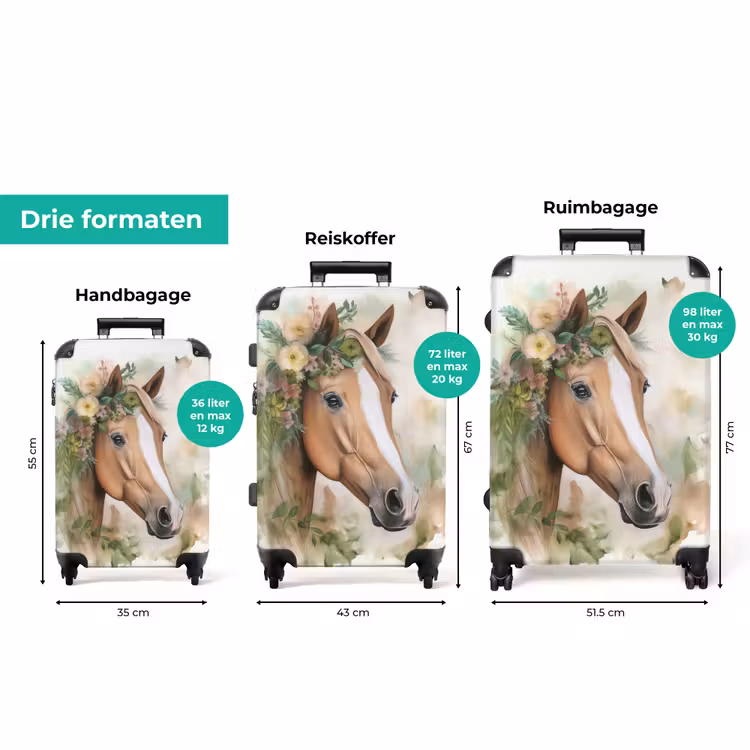 Koffer - Koffer - Paard - Bloemen - Natuur - Waterverf - Dieren — 3