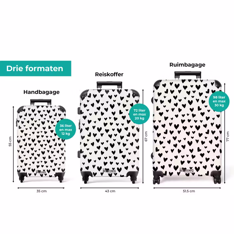 Koffer - Valentijn harten patroon zwart — 3