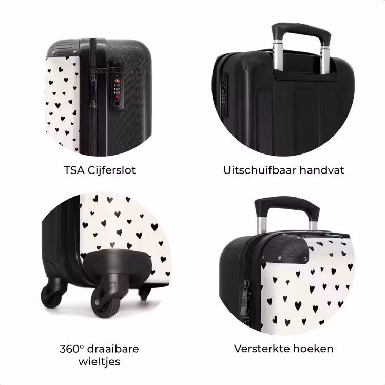 Koffer - Valentijn hartjes verspreid patroon zwart — 8