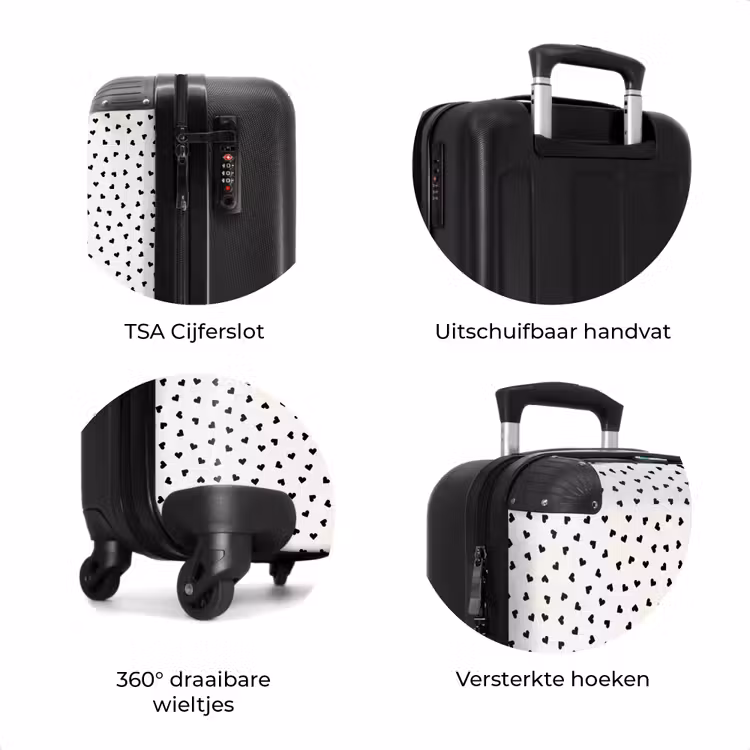 Koffer - Valentijn hartvormig patroon zwart — 8