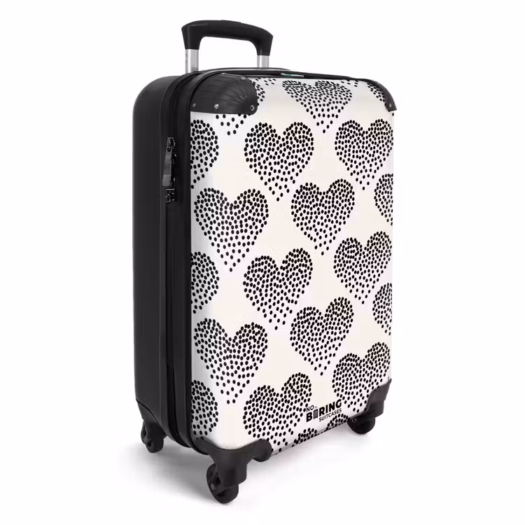 Koffer - Valentijn stippen hart patroon zwart — 2