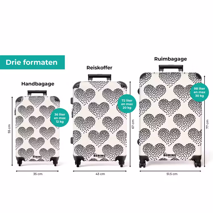 Koffer - Valentijn stippen hart patroon zwart — 3