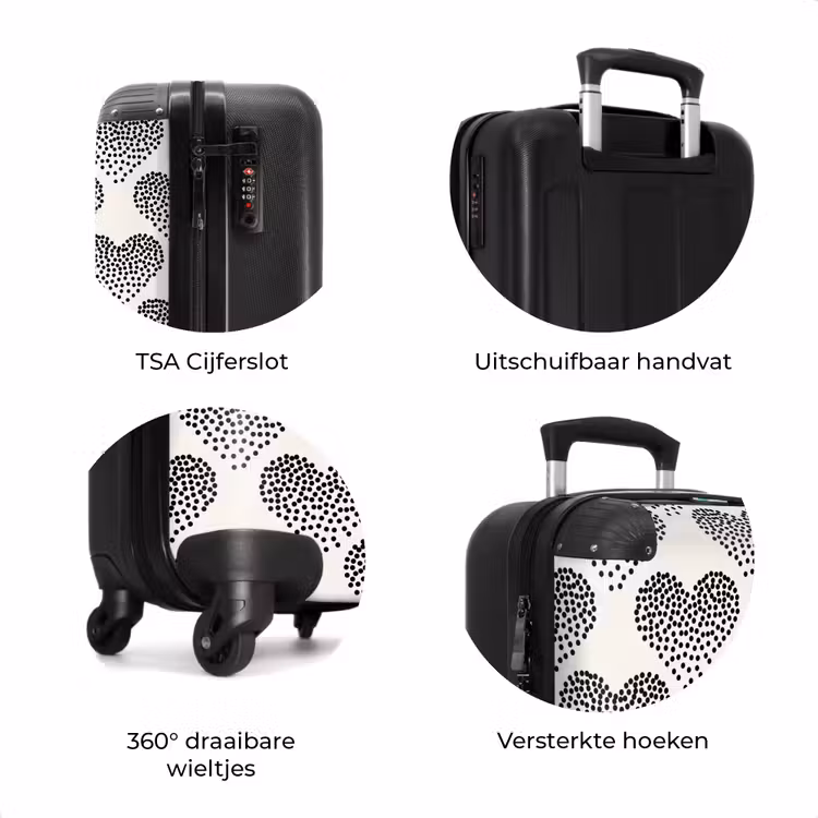 Koffer - Valentijn stippen hart patroon zwart — 8