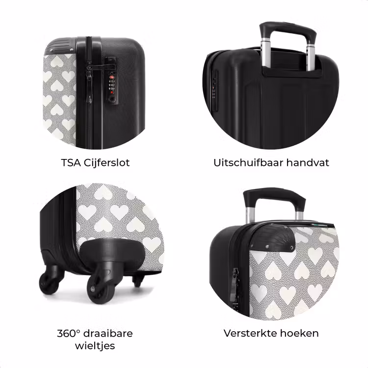 Koffer - Valentijn stippen patroon zwart — 8