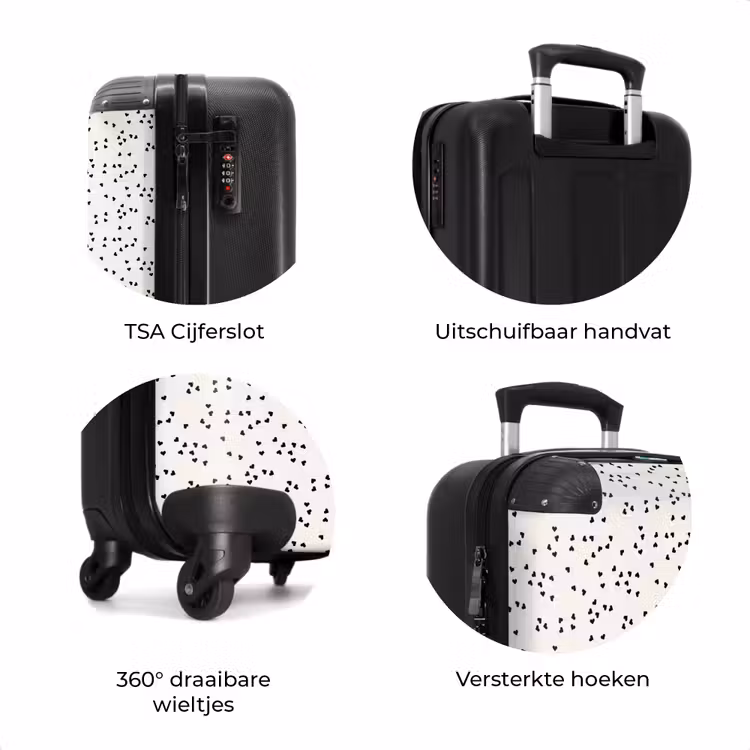 Koffer - Valentijn verspreide hartjes patroon zwart — 8