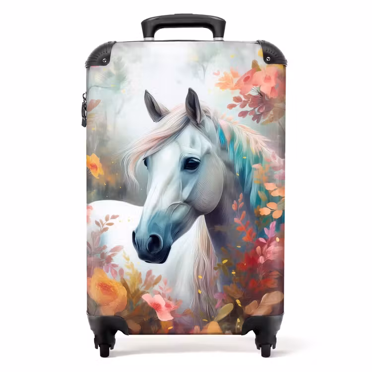 Koffer - Wit paard omringd door bloemen — 1