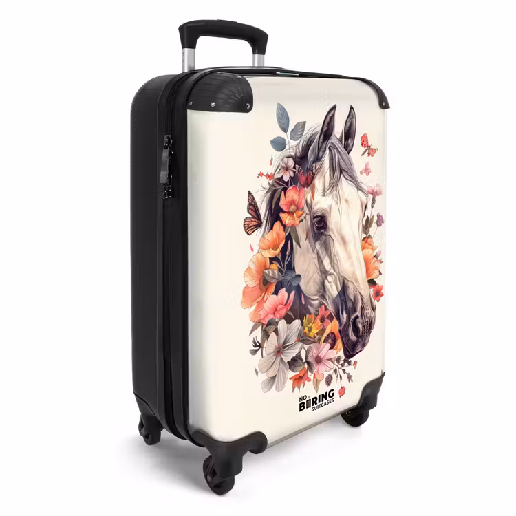 Koffer - Wit paardenhoofd omringd door bloemen en vlinders — 2