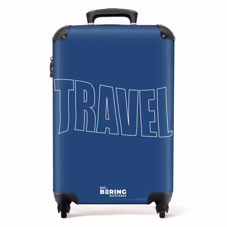 Koffer - Blauwe achtergrond met grote contourtekst Travel — 1