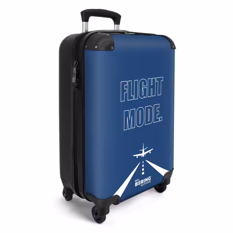 Koffer - Blauwe achtergrond met vliegtuig en tekst Flight Mode — 2