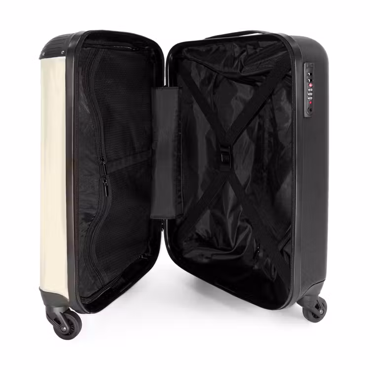Koffer - Crèmekleurige achtergrond met centrale tricolor baan en tekst Travel — 4