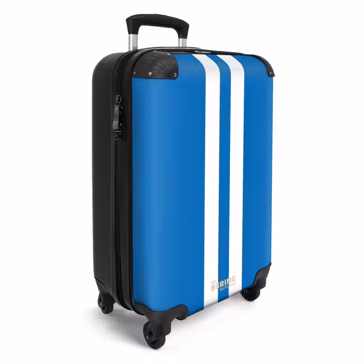 Koffer - Helderblauwe achtergrond met dubbele witte middenstreep — 2