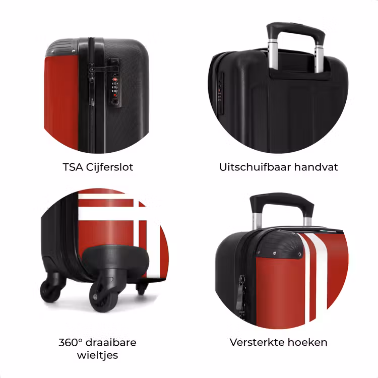 Koffer - Rode achtergrond met wit kruispatroon linksonder — 7