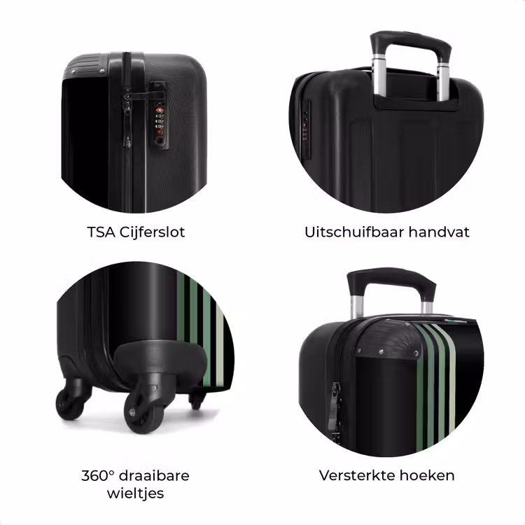 Koffer - Zwarte achtergrond met vier verticale groene lijnen links — 7