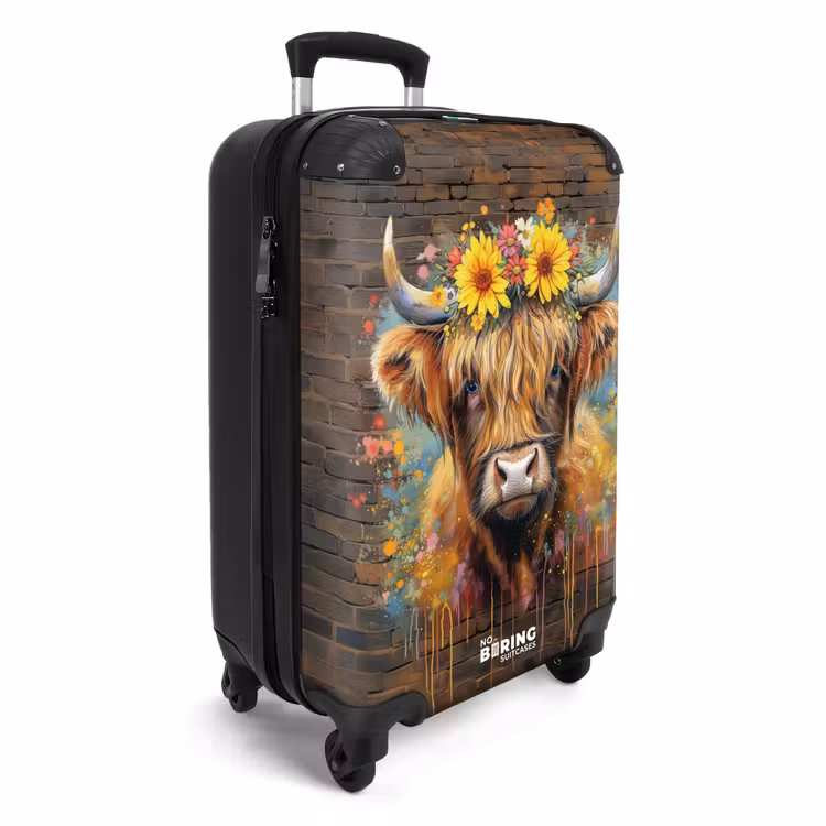 Koffer - Graffiti schotse hooglander met bloemen — 2