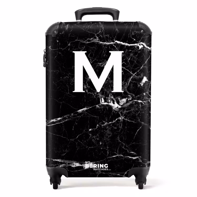Koffer - Letter M - Marmer print - Zwart - Luxe — 1