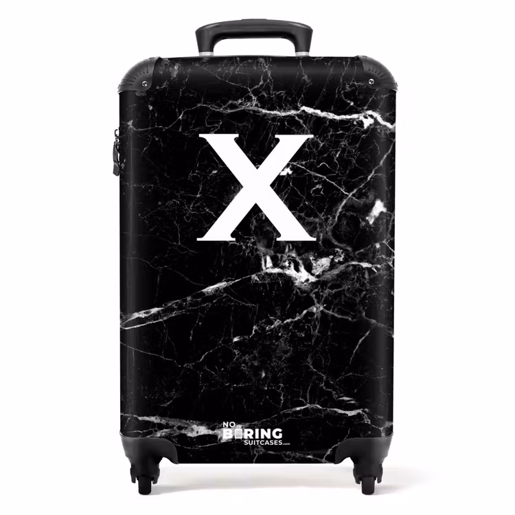 Koffer - Letter X - Marmer - Zwart - Marmerlook — 1
