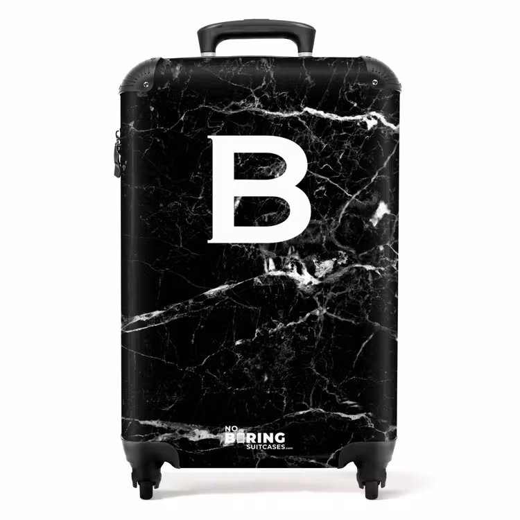 Koffer - Marmer - Letter B - Zwart - Marmer print — 1