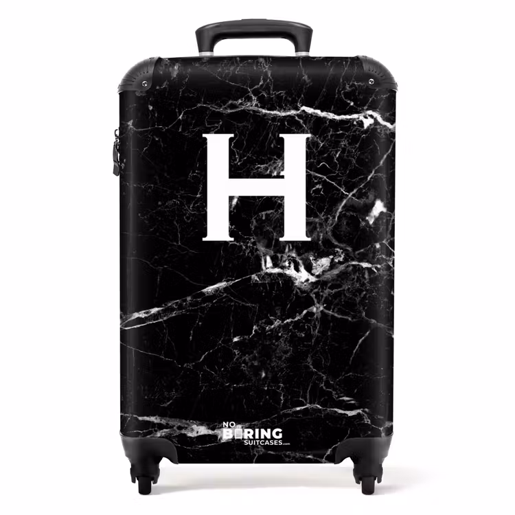Koffer - Marmer look - Letter H - Zwart — 1