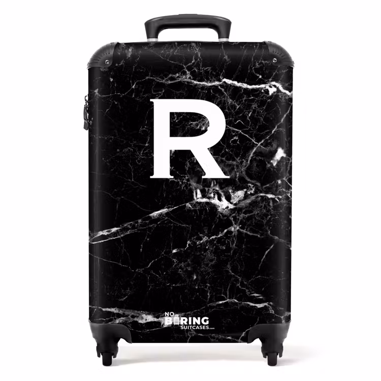 Koffer - Marmer print - Letter R - Zwart — 1