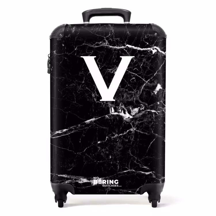 Koffer - Marmer print - Zwart - Letter V — 1