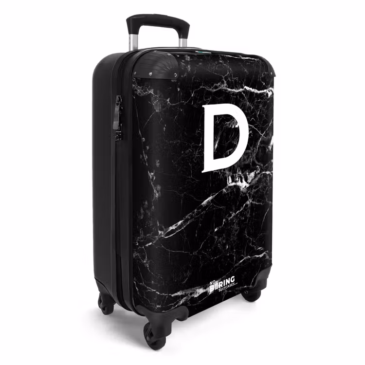 Koffer - Marmerlook - Zwart - Letter D - Marmer — 2