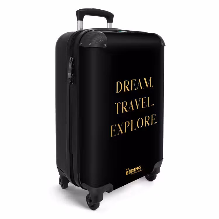 Koffer - Quotes - Dream travel explore - Goud - Reizen - Zwart — 2
