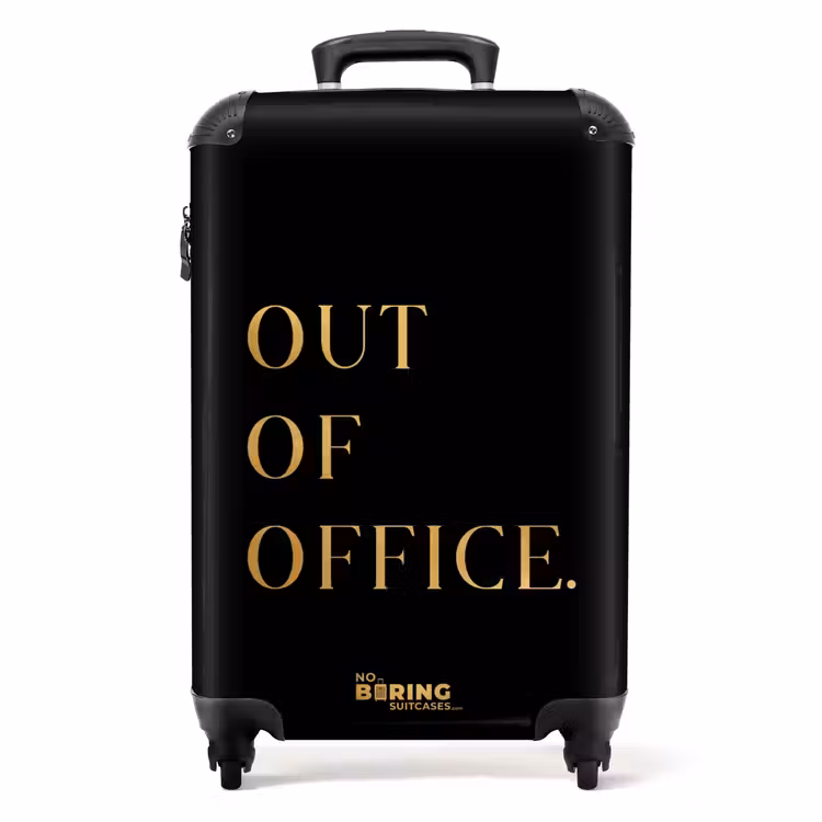 Koffer - Quotes - Out of office - Goud - Vakantie - Zwart — 1