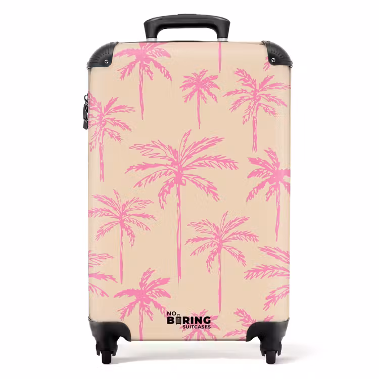 Koffer - Patronen - Roze palmbomenpatroon op beige achtergrond — 1