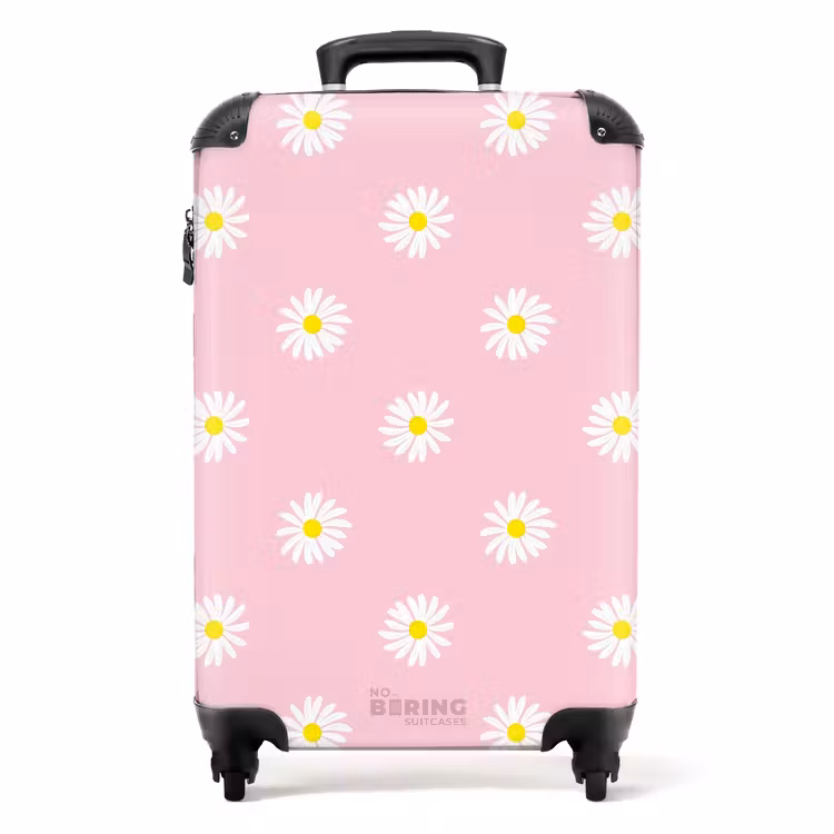 Koffer - Pastel - Margrieten op licht licht roze achtergrond — 1
