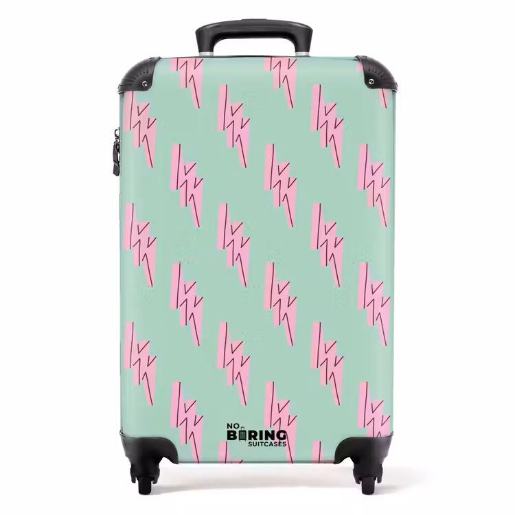 Koffer - Patronen - Roze bliksem op mintgroen — 1