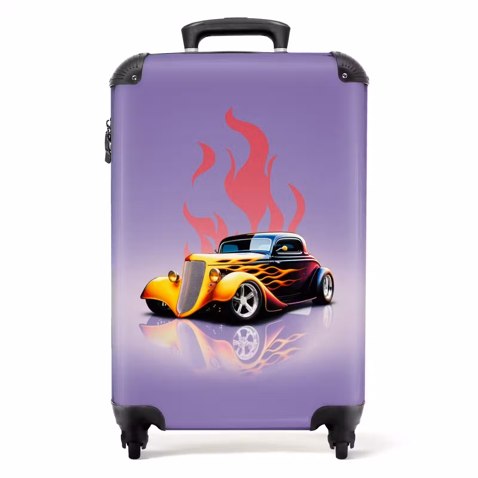 Koffer - Gele auto met roze vlammen — 1