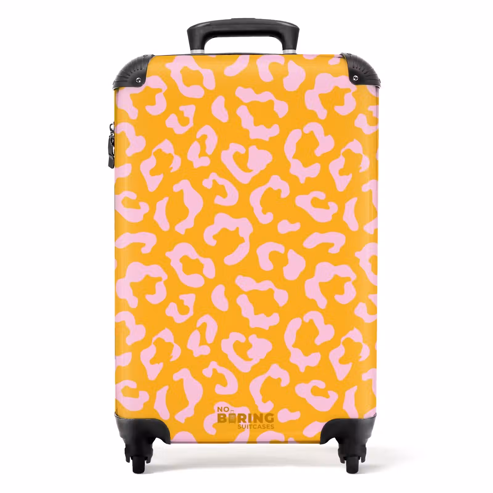 Koffer - Dierenprints - Panterprint koffer in oranje-geel en lichtroze — 1