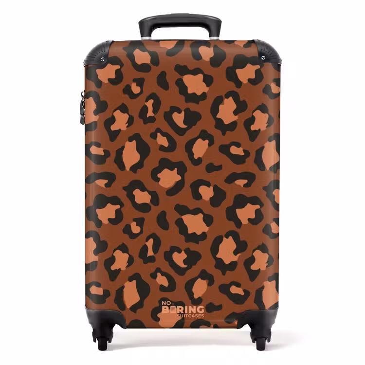 Koffer - Dierenprints - Panterprint koffer in kastanjebruin en zwart/terracotta — 1