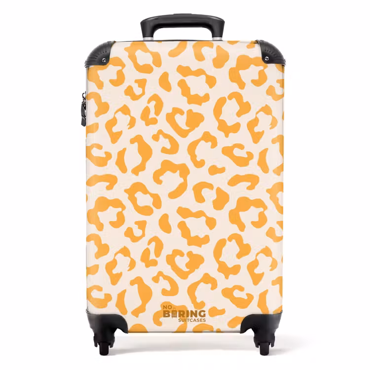 Koffer - Dierenprints - Panterprint koffer in oranje en crèmekleur — 1