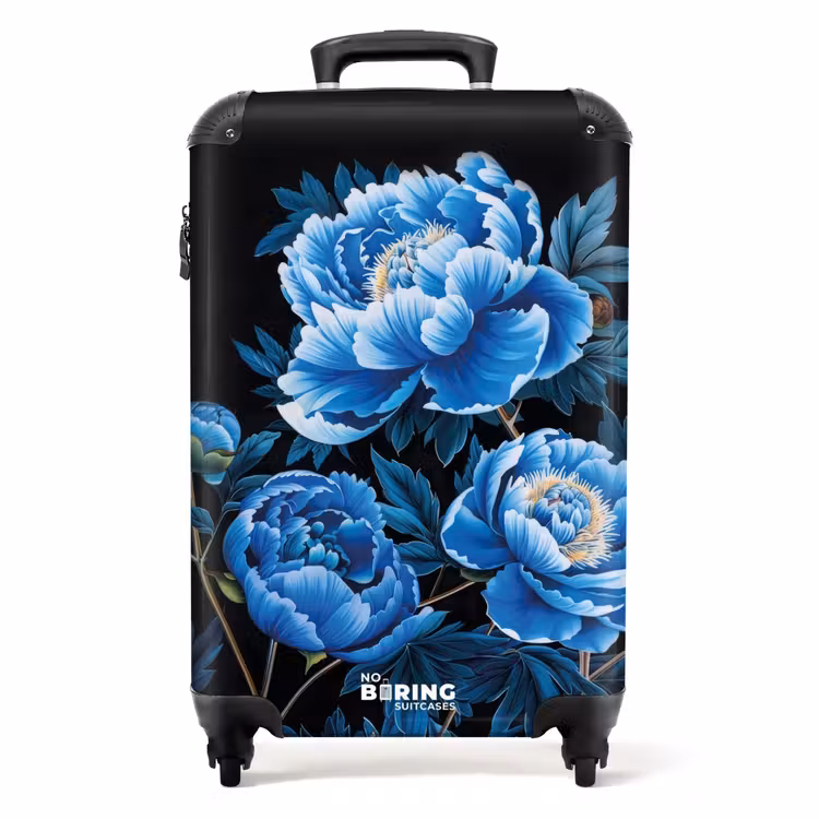 Koffer - Vintage bloemen - Pioenrozen blauw — 1