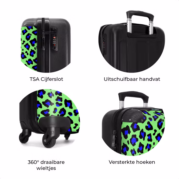 Koffer - Blauw uipaardpatroon op groene achtergrond — 7