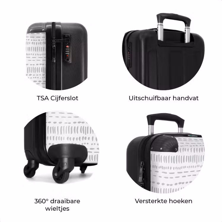 Koffer - Grijs stippelstrepenmotief — 7