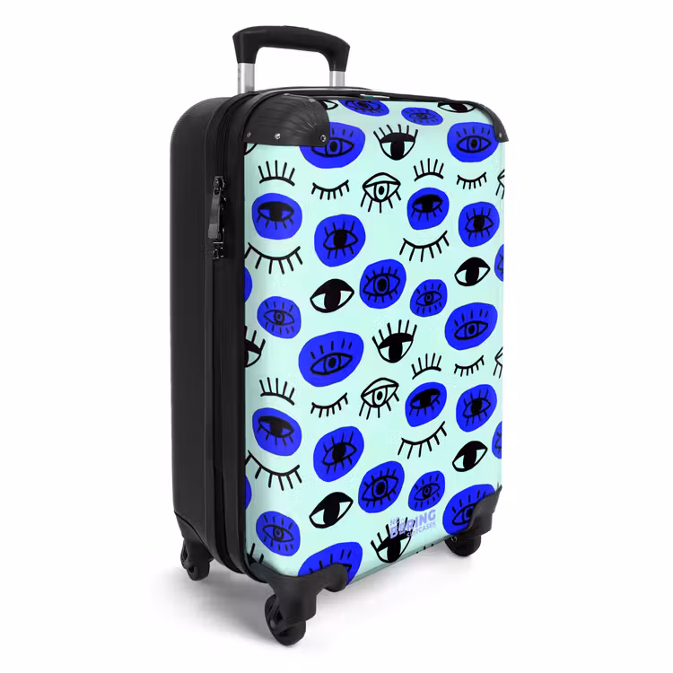 Koffer - Ogenpatroon in blauw en zwart — 2