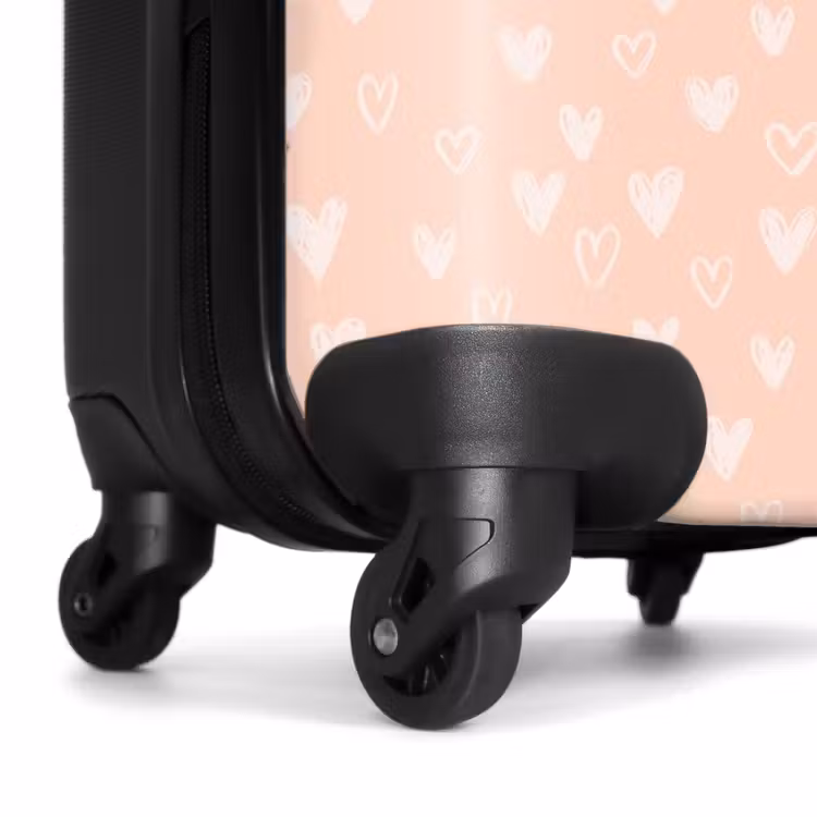 Koffer - Witte hartjes op zalmroze achtergrond — 6