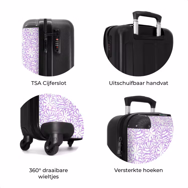 Koffer - Bloemen en bladeren op paarse achtergrond — 7