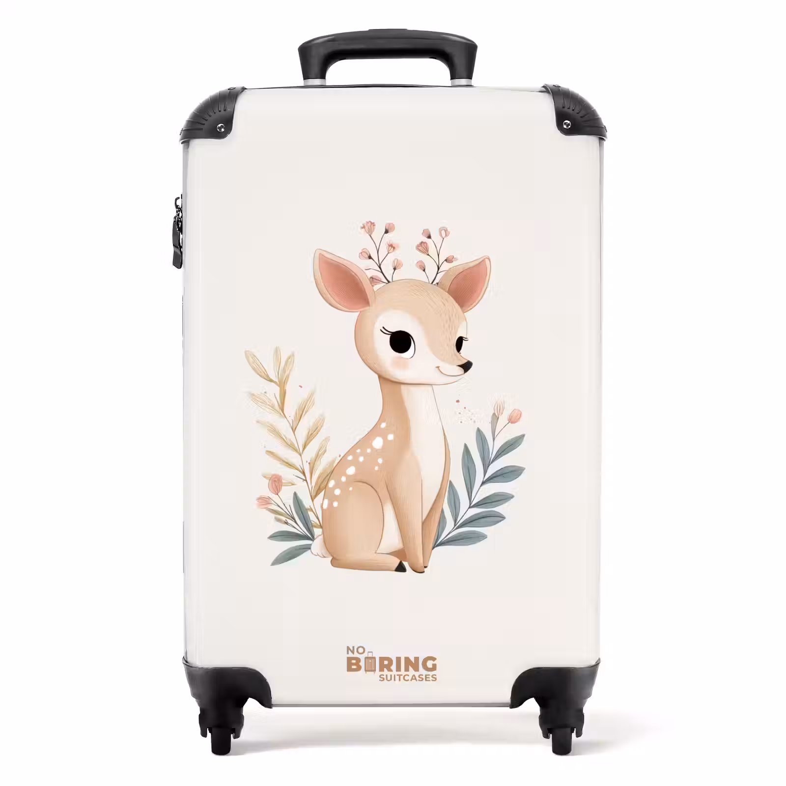 Koffer - Hertje omringd door planten in beige tinten — 1