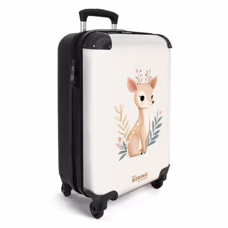 Koffer - Hertje omringd door planten in beige tinten — 2