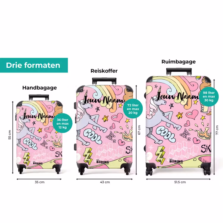 Koffer met naam - Unicorn doodles — 3
